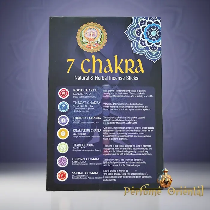 Pack de Incienso 7 Chakras de Karnataka Fragrance - Perfume Oriental