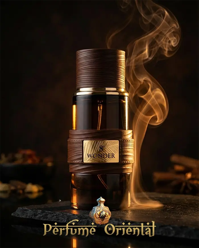 8th Wonder French Avenue perfume bottle with smoke dramatic lighting