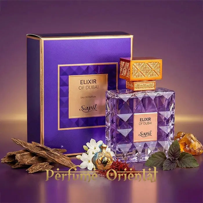 SAPIL ELIXIR OF DUBAI Eau de Parfum frasco y caja perfume niche oriental