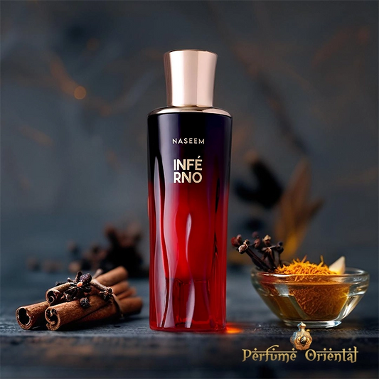 INFERNO – Perfume sin alcohol con clavo, elemi, incienso, vetiver y gurjum, cálido y envolvente como una noche frente al fuego