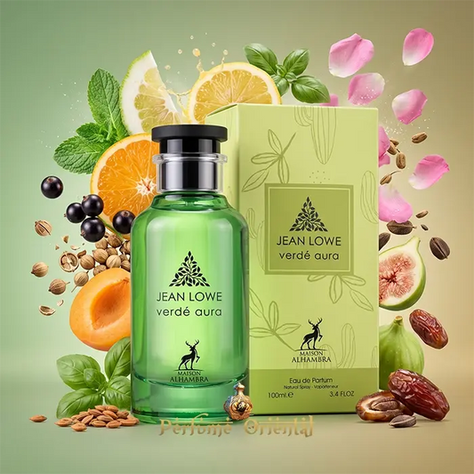 Jean Lowe Verde Aura de Maison Alhambra con caja, perfume cítrico aromático Eau de Parfum de 100 ml