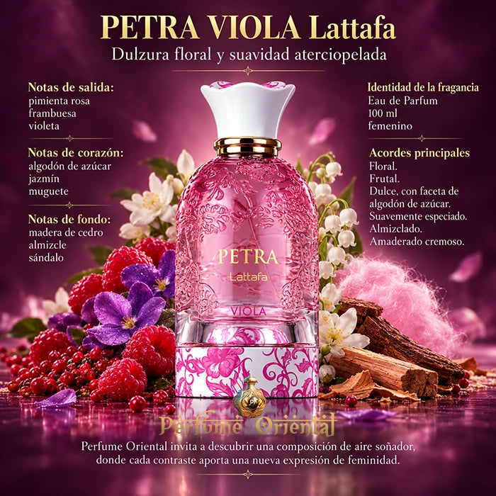 Notas olfativas de Petra Viola de Lattafa – Perfume Oriental