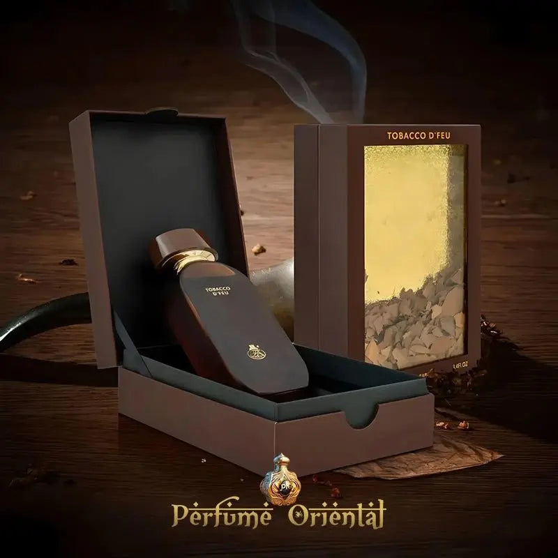 french avenue tobacco d'feu Dfeu Perfume 100ml EDP by Fragrance World as the unique blend unfolds gracefully against your skin French Avenue Tobacco D'Feu EDP