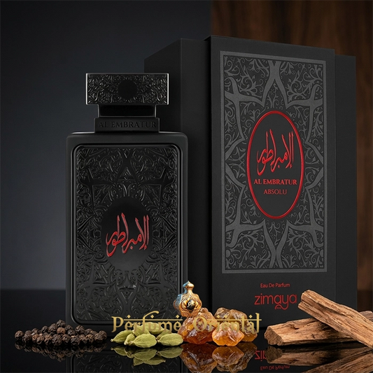 perfume arabe Al Embratur Absolu Zimaya con caja ambar especiado madera 100 ml