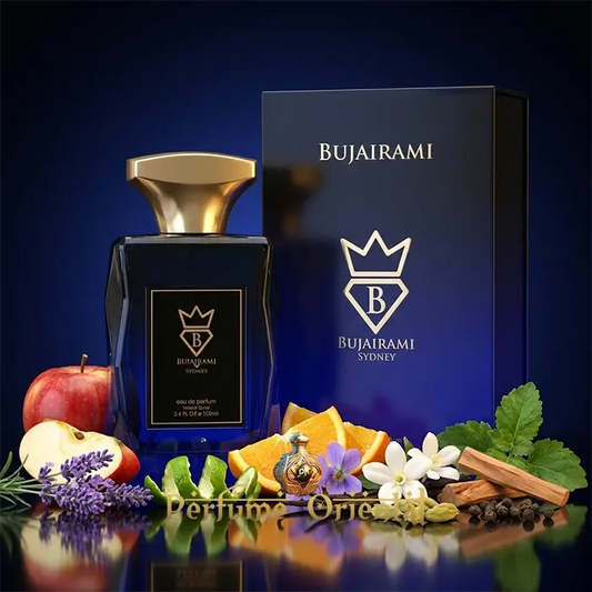 Perfume Bujairami Date Night eau de parfum con caja notas cítricas manzana lavanda canela perfume árabe original