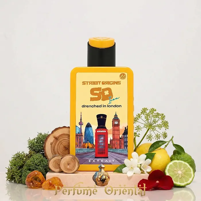 Perfume Drenched in London Street Origins 75ml Extrait Fragrance World con limón, bergamota y ámbar
