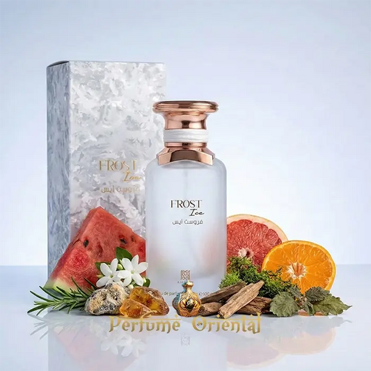 Frost Ice Ahmed Al Maghribi fresh aquatic woody perfume with watermelon citrus ambergris notes