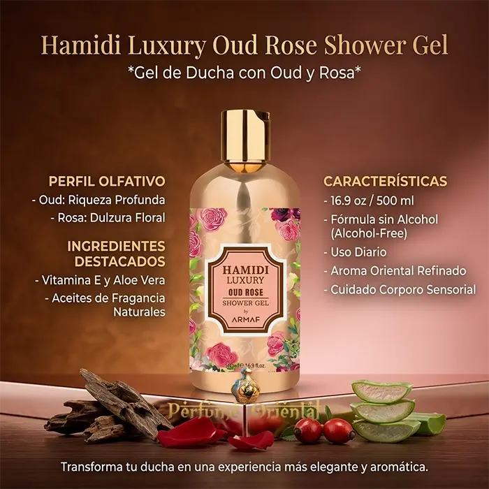 Hamidi Luxury Oud Rose Shower Gel-500ml Unisex