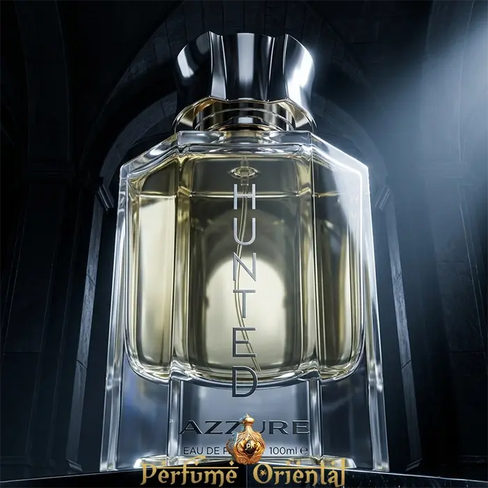 Hunted Azzure perfume árabe masculino en imagen de campaña de lujo – fragancia aromática cítrica moderna y elegante
