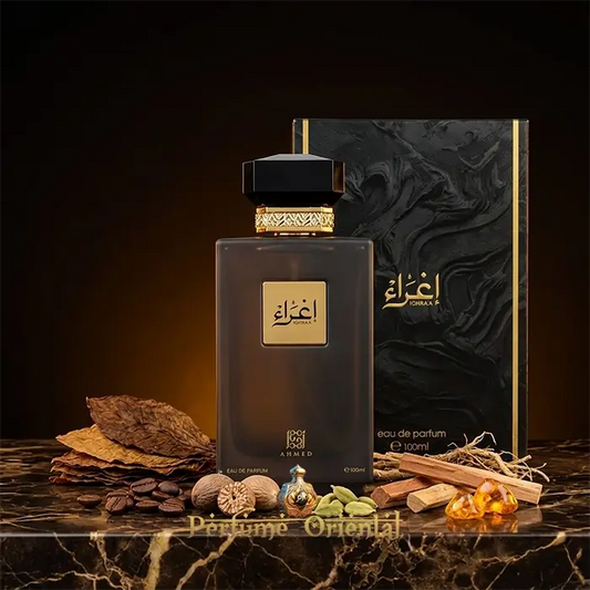 Ighraa Ahmed Al Maghribi Con Caja Perfume Arabe Masculino De Lujo Con Tabaco Cafe Y Maderas Calidas