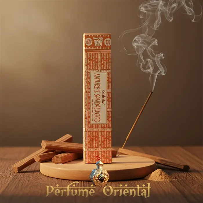 GOLOKA Nature Sandalwood Incienso Masala 15g – Incienso natural de sándalo para meditación, calma y purificación espiritual.