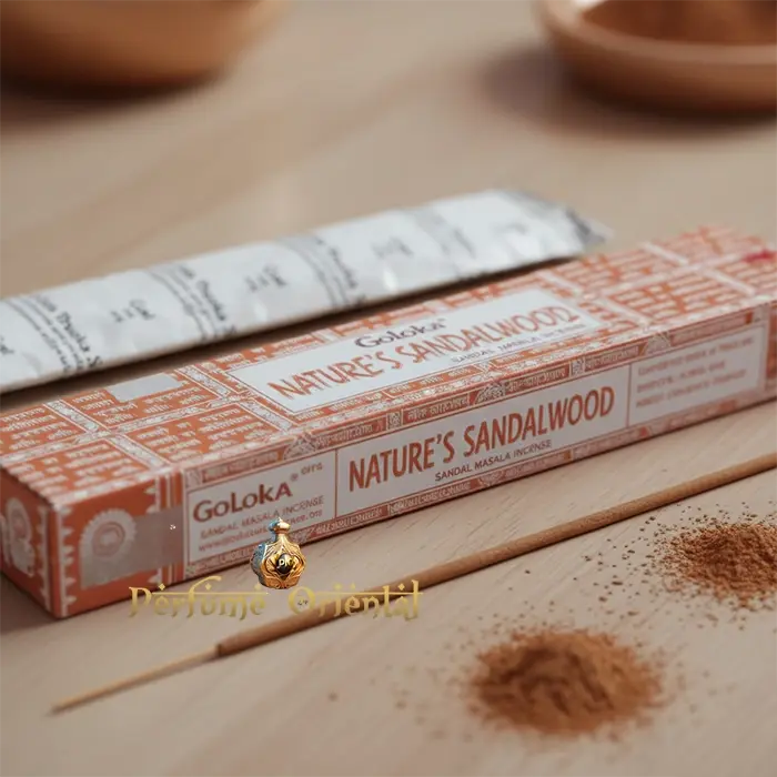 Incienso de sándalo premium Goloka – Ideal para limpieza energética, relajación profunda y equilibrio espiritual.