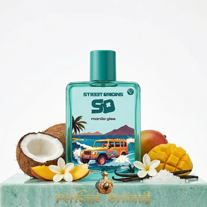 Perfume árabe Manila Glee Street Origins 75ml – fragancia frutal tropical con coco, mango y vainilla