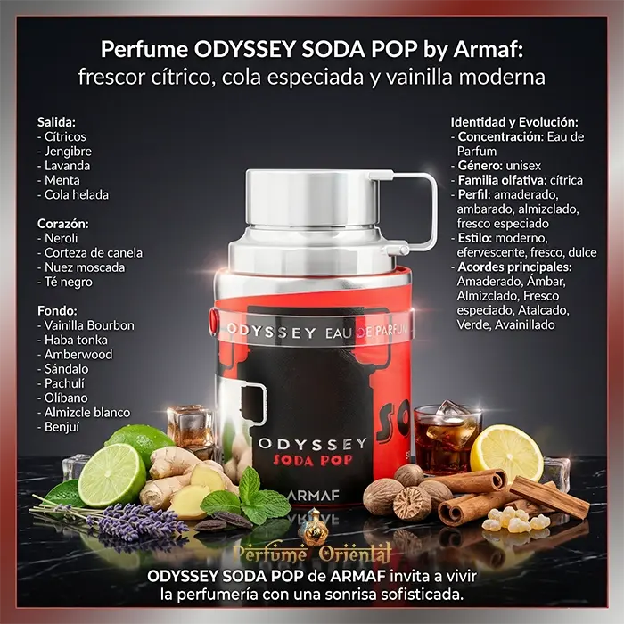 Odyssey Soda Pop Armaf Perfume Árabe Unisex Fragancia Gourmand Con Cola Vainilla Tonka Y Especias