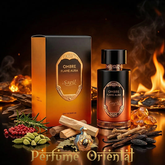 SAPIL OMBRE FLAME AURA perfume árabe con oud sándalo y ámbar