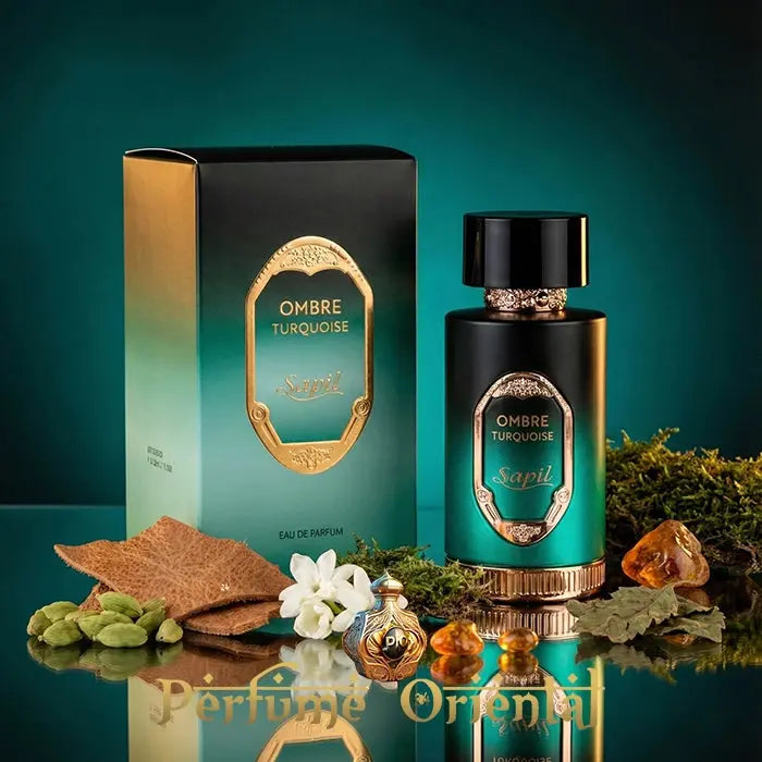 SAPIL OMBRE TURQUOISE perfume árabe unisex con cardamomo cuero y ámbar
