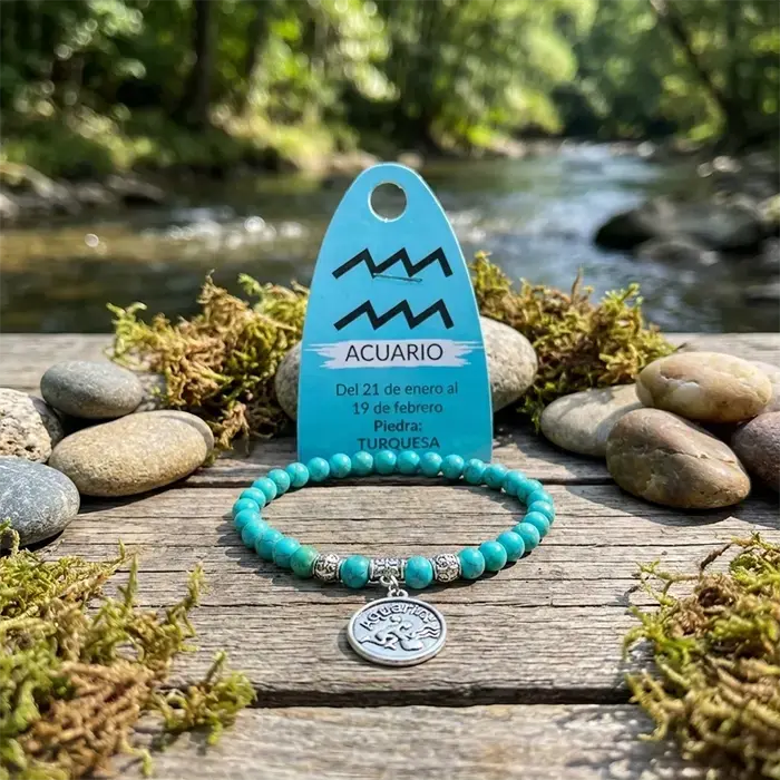 pulsera-horoscopo-acuario-piedra-turquesina-6mm-charm-metalico-joyeria-espiritual-aurystone