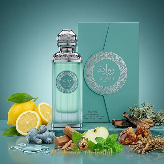 Riwayah Amalfi Fariis Perfume Arabe Con Caja 100ml Fragancia Citrica Acuatica Con Fondo Ambarado Y Amaderado De Lujo