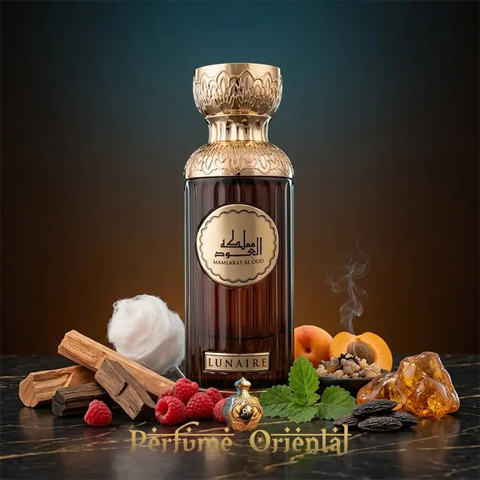 seerati lunaire mamlakat al oud perfume arabe unisex 100ml fragancia ambarada ahumada con notas dulces de azucar y fondo amaderado