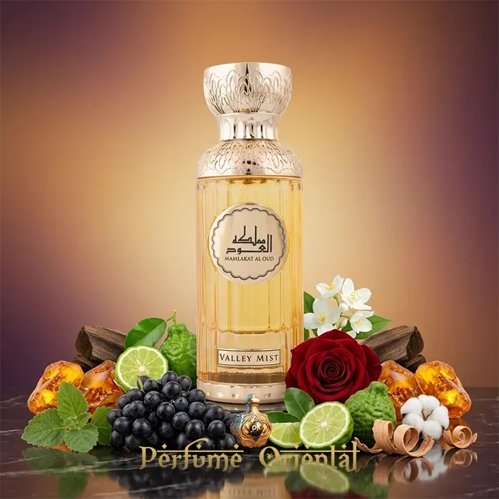 seerati valley mist mamlakat al oud perfume arabe unisex fragancia dulce afrutada con uvas rosas ambar y almizcle elegante