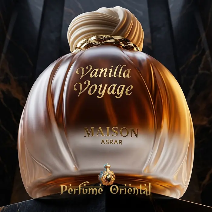 vanilla voyage maison asrar perfume arabe unisex frasco elegante vainilla dulce gourmand con notas cremosas y ambaradas