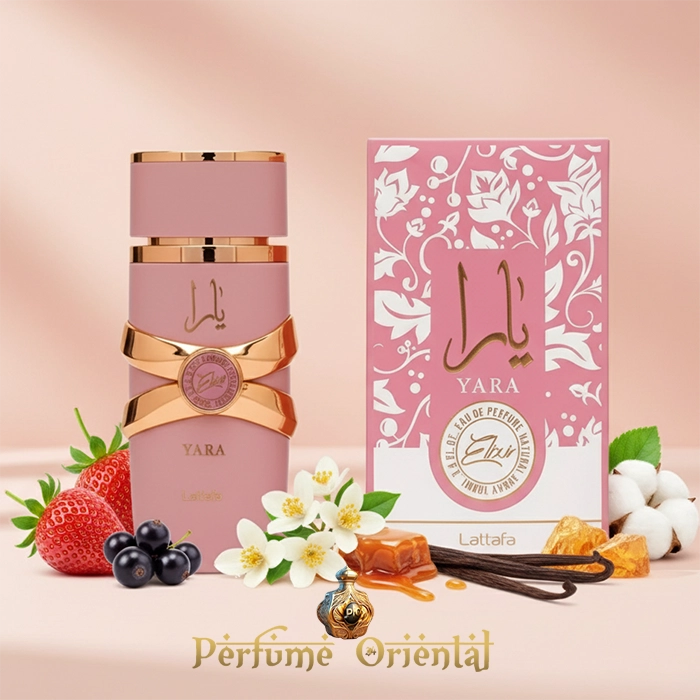 YARA ELIXIR de LATTAFA – perfume femenino oriental dulce con grosella negra, flor de azahar, ámbar y almizcle – Perfume Orienta