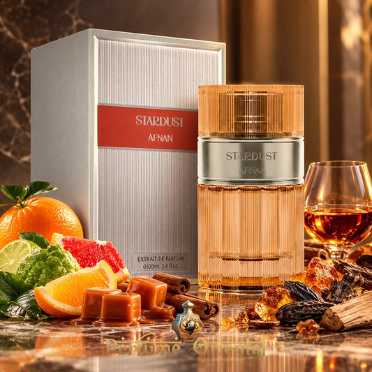 Afnan Stardust 100 ml Extrait de Parfum con caja original, fragancia oriental amaderada y ambarada junto a cítricos y especias.