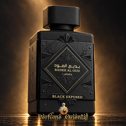 Badee Al Oud Black Exposed EDP 100 ml – Detalle del frasco