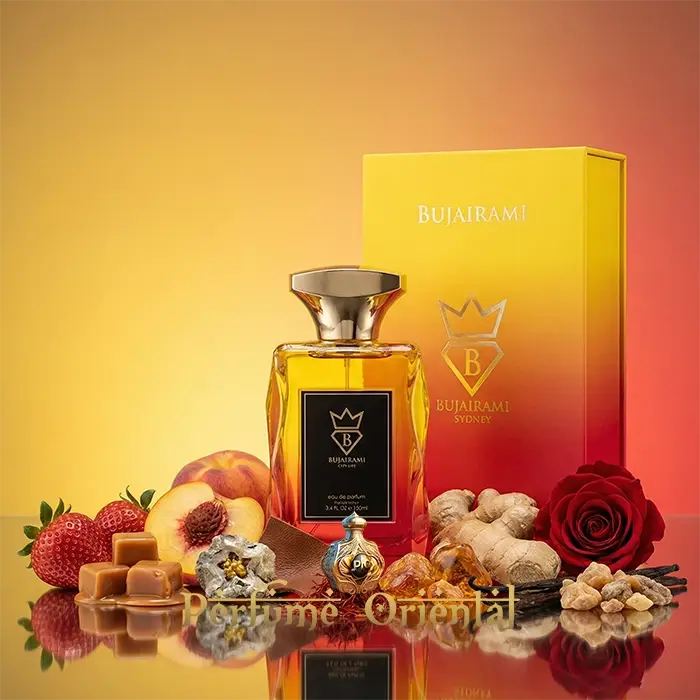 Bujairami City Life Eau de Parfum 100ml con caja y notas de fresa jengibre rosa y caramelo perfume oriental femenino