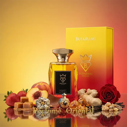 Bujairami City Life Eau de Parfum 100ml con caja y notas de fresa jengibre rosa y caramelo perfume oriental femenino