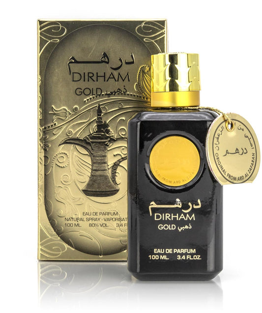 perfume dirham gold de ard al zaafaran con caja,perfume oriental arabe