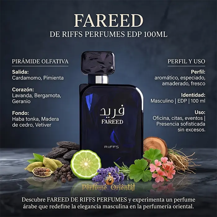 Fareed Riiffs Notas Cardamomo Pimienta Lavanda Bergamota Vetiver Perfume Masculino Aromatico Amaderado Moderno