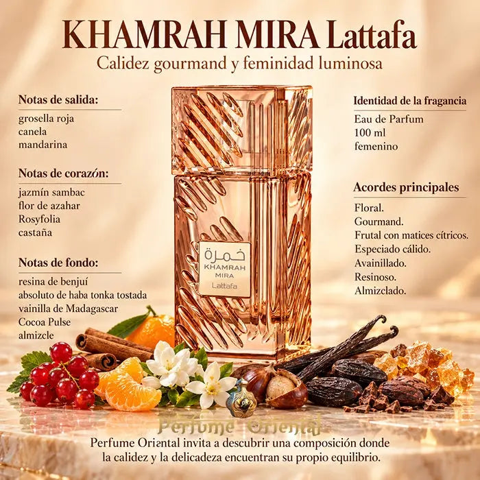Notas olfativas de Khamrah Mira de Lattafa – Perfume Oriental