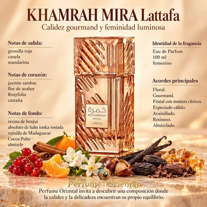 Notas olfativas de Khamrah Mira de Lattafa – Perfume Oriental