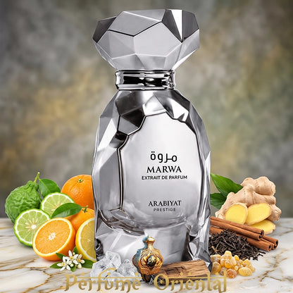 Marwa Extrait De Parfum Arabiyat Prestige Con Bergamota Naranja Jengibre Canela Y Té Negro