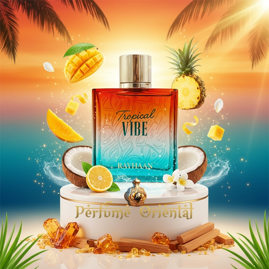 Frasco RAYHAAN TROPICAL VIBE mango coco ámbar