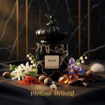 RAA'D de MATIN MARTIN Eau de Parfum – fragrance oriental vainilla ámbar con notas de café blossom, azafrán, iris y vainilla – Perfume Oriental