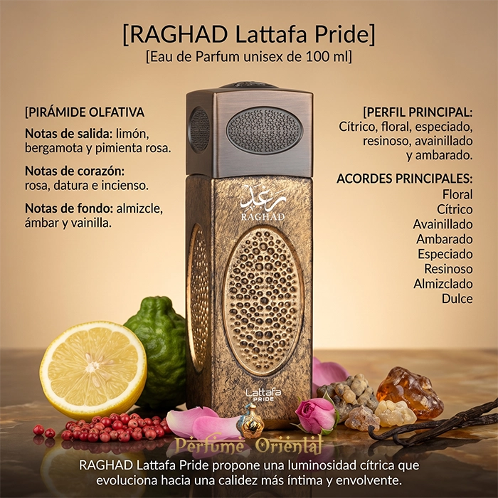 Raghad Lattafa Pride Eau De Parfum Unisex 100 Ml Con Pirámide Olfativa