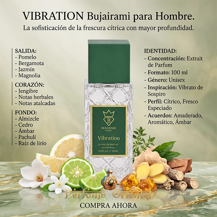 Vibration Bujairami Extrait De Parfum 100 Ml Con Pirámide Olfativa