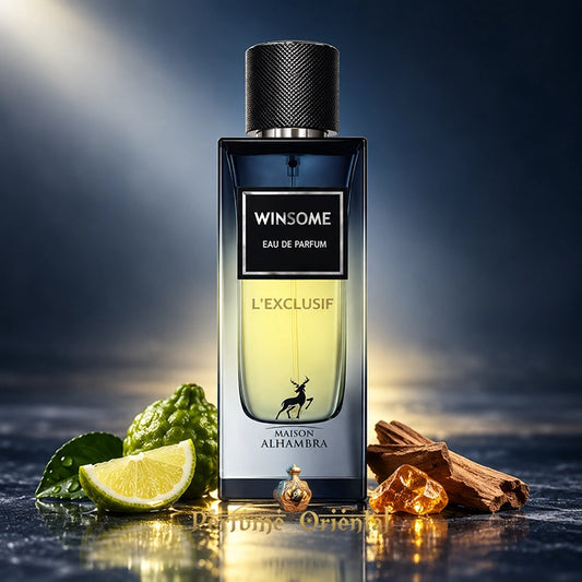 Winsome L'Exclusif Maison Alhambra 90 ml, perfume árabe para hombre con bergamota fresca, notas amaderadas y ámbar.