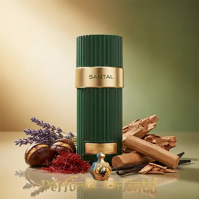 Frasco Zenith Santal French Avenue perfume oriental masculino amaderado con sándalo cremoso, vainilla y cedro