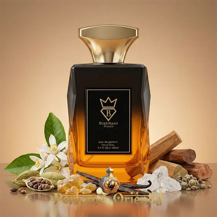 Perfume oriental Agha 100ml Bujairami Perfumes fragancia cálida con vainilla, madera y resinas