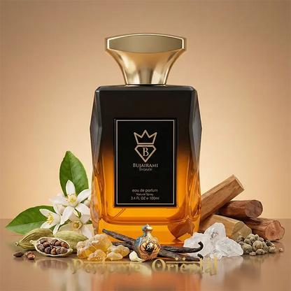 Perfume oriental Agha 100ml Bujairami Perfumes fragancia cálida con vainilla, madera y resinas