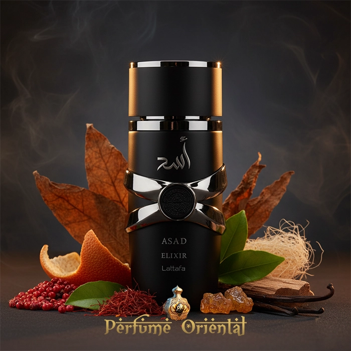 ASAD ELIXIR de LATTAFA Eau de Parfum 100 ml – fragancia oriental amaderada especiada para hombre con pimienta rosa, tabaco, vainilla y ámbar – Perfume Oriental