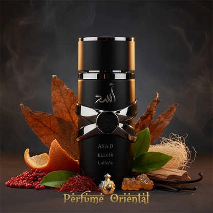 ASAD ELIXIR de LATTAFA Eau de Parfum 100 ml – fragancia oriental amaderada especiada para hombre con pimienta rosa, tabaco, vainilla y ámbar – Perfume Oriental