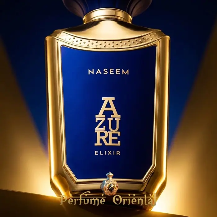 Azure Aurum Elixir Naseem 100ml perfume árabe elixir frasco azul y dorado de lujo