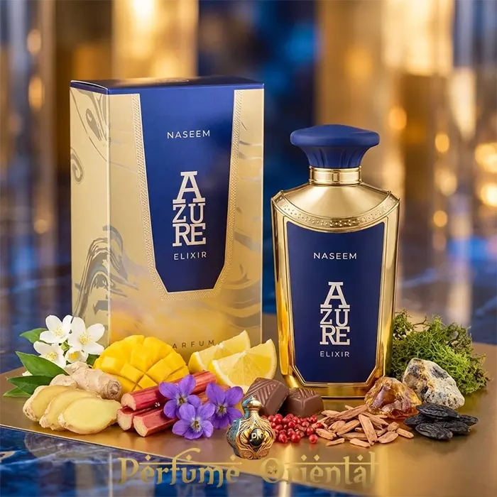 Azure Aurum Elixir Naseem 100ml con caja original perfume árabe elixir azul elegante