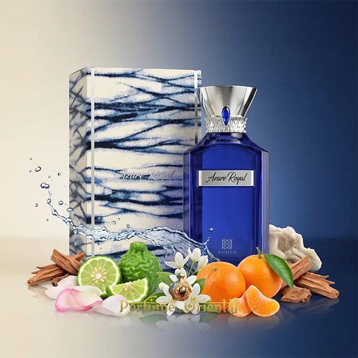 Azure Royal Ahmed Al Maghribi Con Caja Perfume Arabe Fresco Acuatico Floral Amaderado Uso Diario Elegante