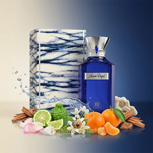 Azure Royal Ahmed Al Maghribi Con Caja Perfume Arabe Fresco Acuatico Floral Amaderado Uso Diario Elegante