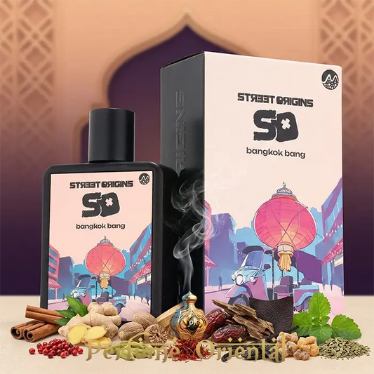 Bangkok Bang Street Origins 75ml Fragrance World con caja original, perfume oriental especiado con canela y ámbar